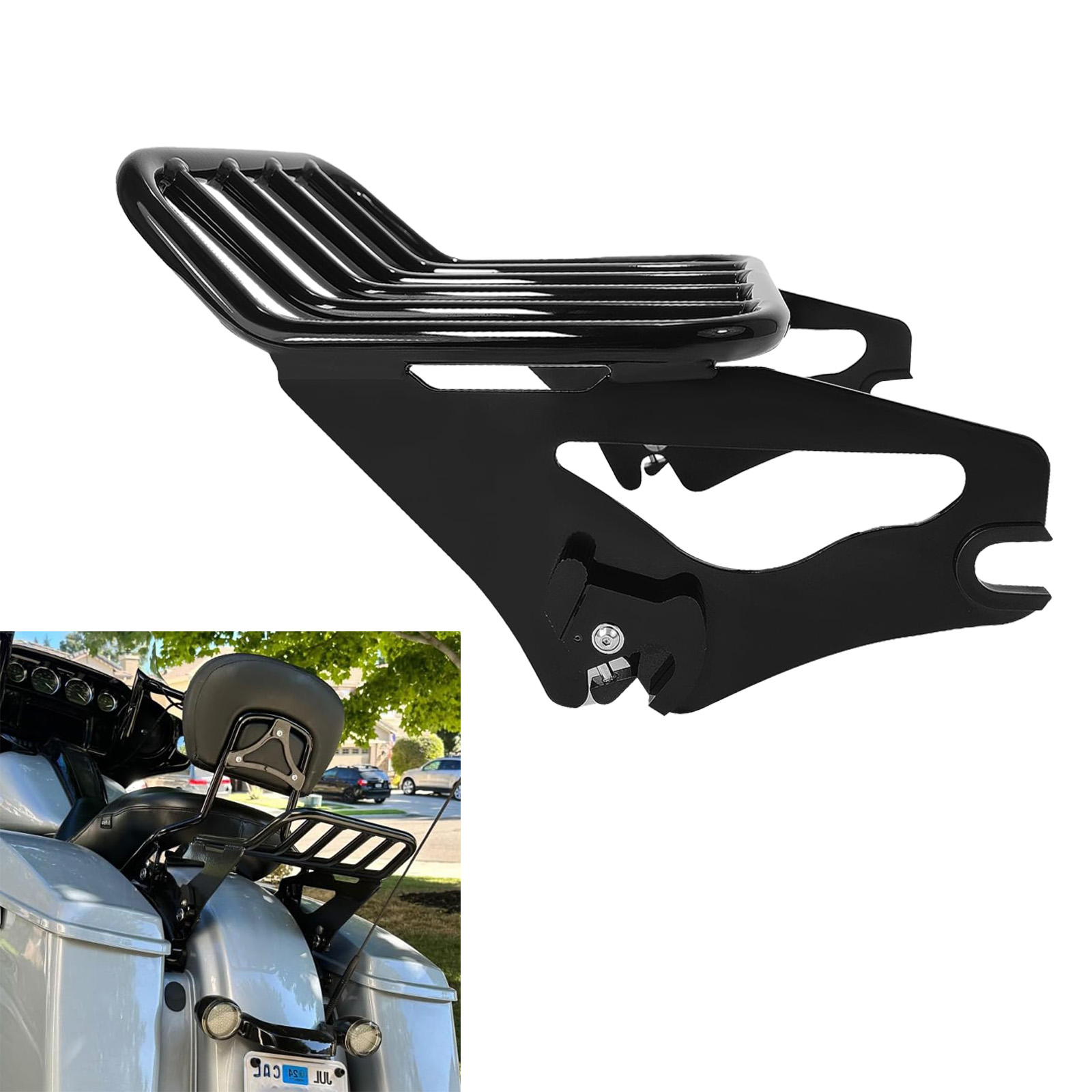 Motorcycle Gear Rack - Detachable Two-Up Motorcycle Luggage Rack for